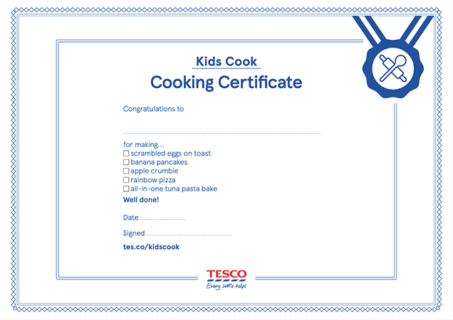 Kids Cook Certificate