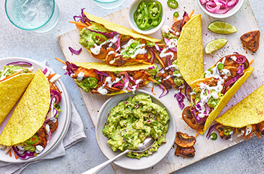 Chipotle mushroom tacos with avocado smash