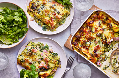 Ham and cheese lasagne