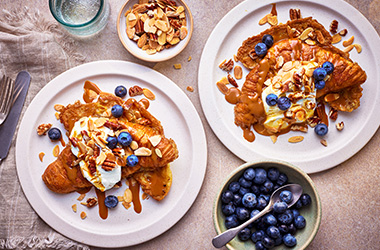 Sticky toffee French toast croissants