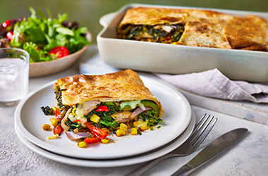 Traybake chicken tostada slice