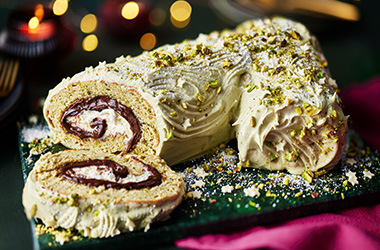 Pistachio yule log