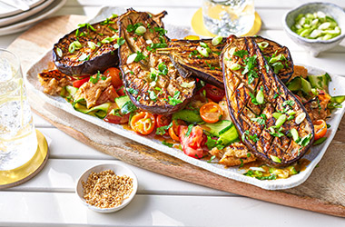 Miso aubergine summer salad
