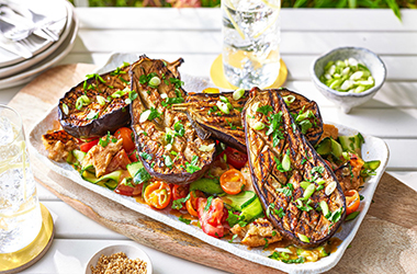 Miso aubergine summer salad