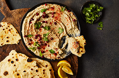 Air-fryer baba ganoush and flatbreads