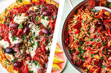 Anchovy pizzas AND chorizo jambalaya