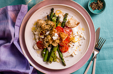 Asparagus, tomato and feta salad 