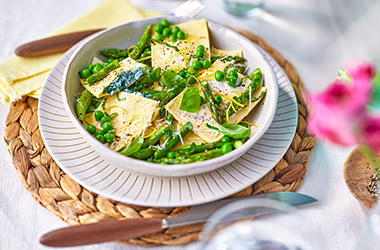 Cheat's primavera ravioli
