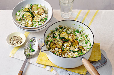 Baked courgette and feta risotto