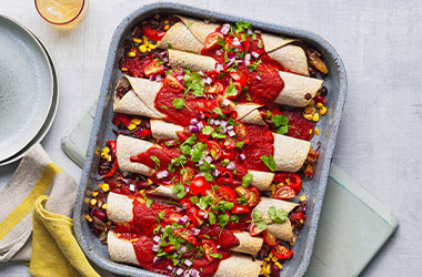 Bean and corn enchiladas