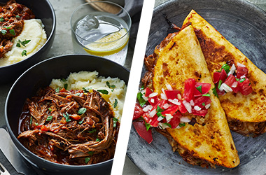 Beef brisket ragu AND cheat's birria tacos