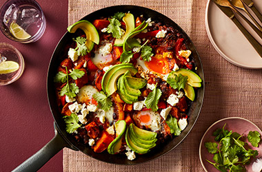 Black bean baked eggs