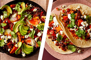 Black bean tacos AND baked eggs