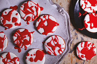 Blood-splattered gingerbread biscuits