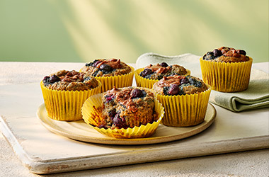 Blueberry, almond and chia muffins
