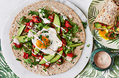 Avocado and egg breakfast burrito