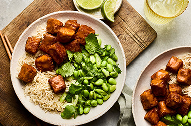 Buffalo tofu with edamame