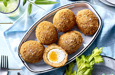 Buffalo chicken Scotch eggs