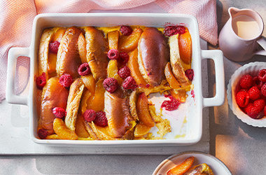 Burger bun bread and butter pudding