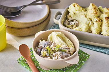 Chicken pie with mashed potato topping