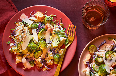 Charred sprout Caesar salad
