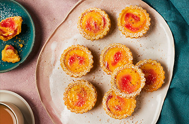 Cheat's rhubarb and custard tartlets