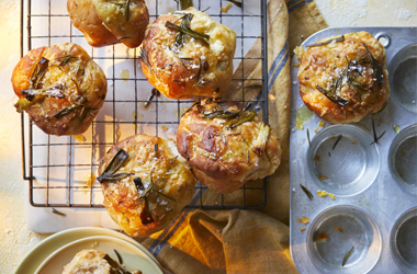 Cheese and spring onion focaccia muffins