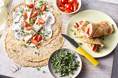 Cheesy chicken pancakes