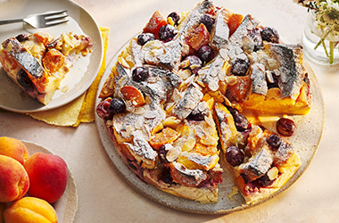 Cherry, apricot and almond brioche bake
