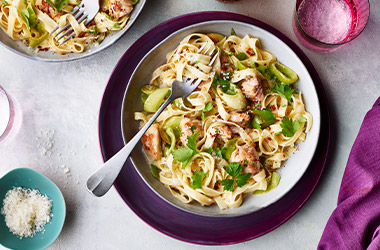 Chicken and leek alfredo