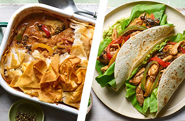 Chicken filo pot pie AND chicken fajitas