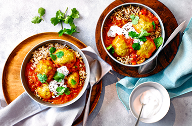 Coconut chickpea dumpling curry