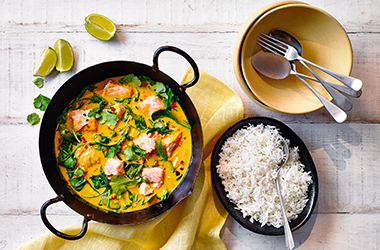 Coconut spinach and salmon curry