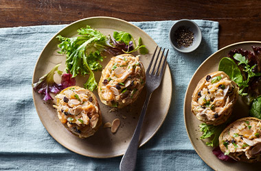 Coronation chicken stuffed potatoes