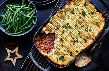 Shiitake and lentil cottage pie with cauliflower mash
