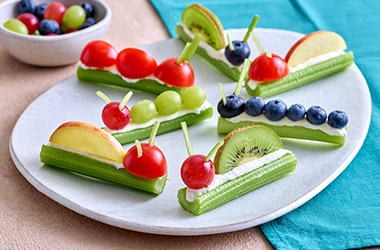 Celery cream cheese caterpillars