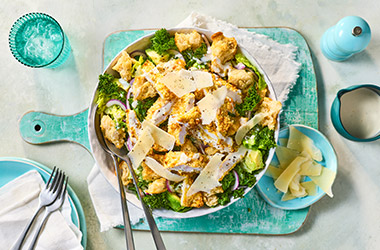 Air-fryer crispy chicken autumn Caesar salad