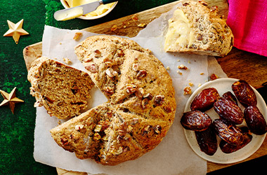 Date and walnut soda bread with salted honey butter