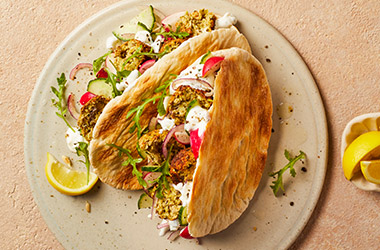 Edamame and chickpea falafel bites