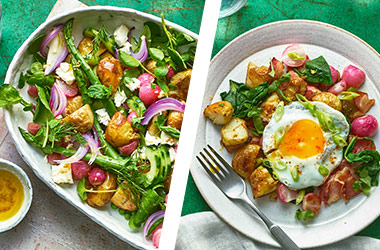 Epic potato salad AND potato hash with bacon and eggs