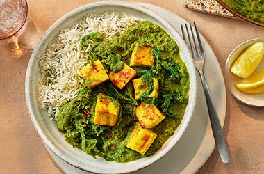 Fresh greens paneer curry