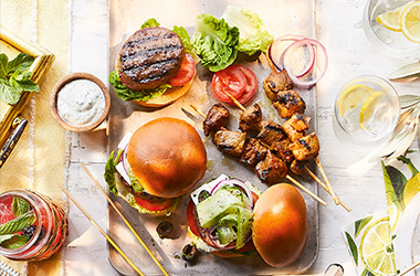 Greek-inspired lamb burger