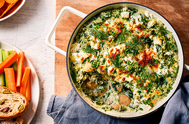 Greek-style spanakopita meal dip