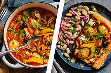Greek chicken stew AND chicken tart