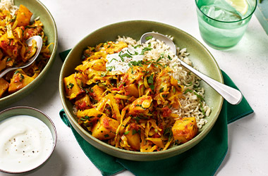 Gujarati-style cabbage and potato curry
