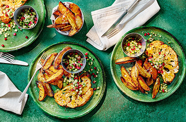 Harissa spiced whole roasted cauliflower