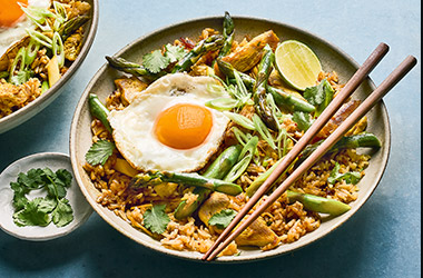 Indonesian-style asparagus fried rice