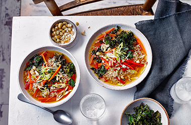 Japanese rice bowl with kale chips