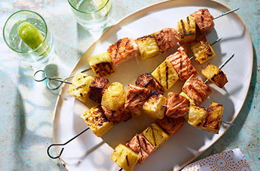 3-ingredient jerk salmon kebabs