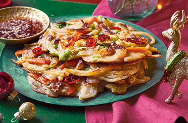 Korean roasted vegetable pancakes